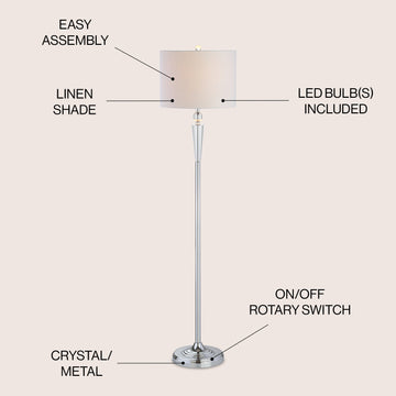 Reese 59.5" Crystal LED Floor Lamp - JONATHAN Y
